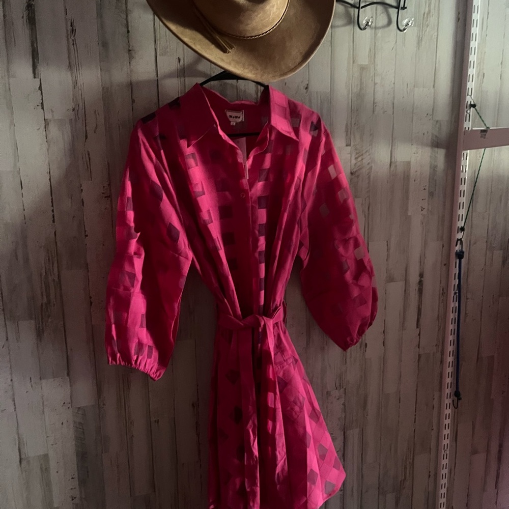 Pink Geometric Patterned Dress